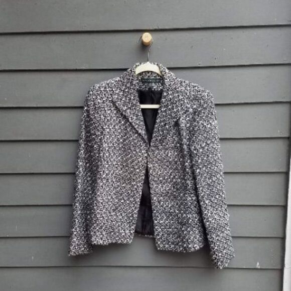 Harve Bernard (Vintage) Salt & Pepper Wool Tweed Blazer/Jacket  Size Medium - Picture 4 of 5